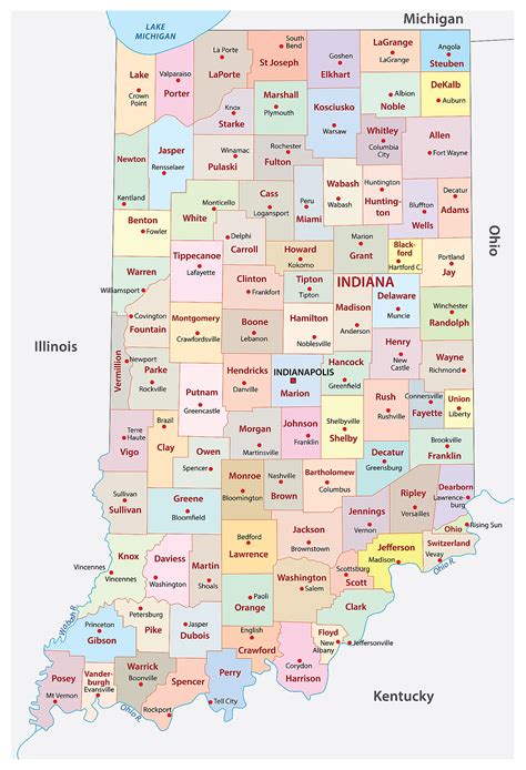 MAP Map Of Counties In Indiana